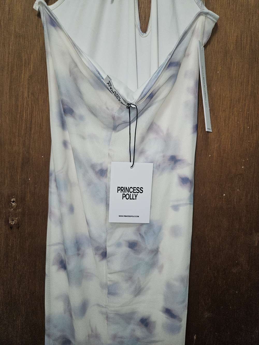 Princess Polly Walk On Water Cream & Blue Halter Keyhole Maxi Dress - Picture 4 of 5